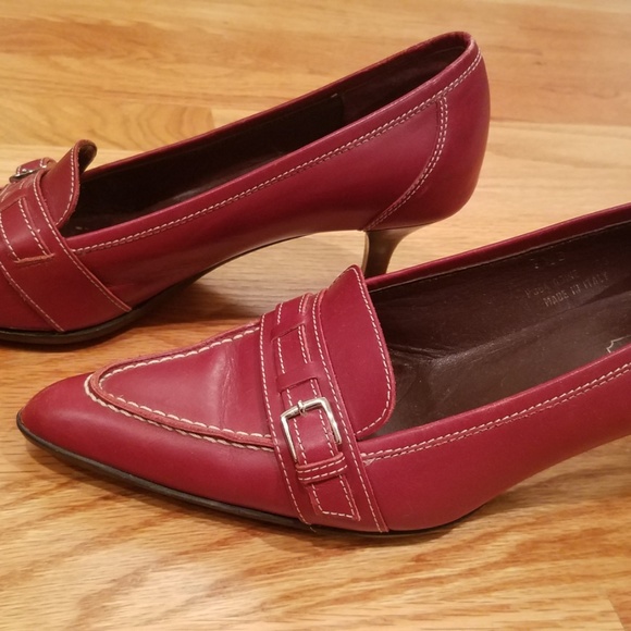 Coach Slip On Loafers Pumps Burgundy Leather - Picture 3 of 7